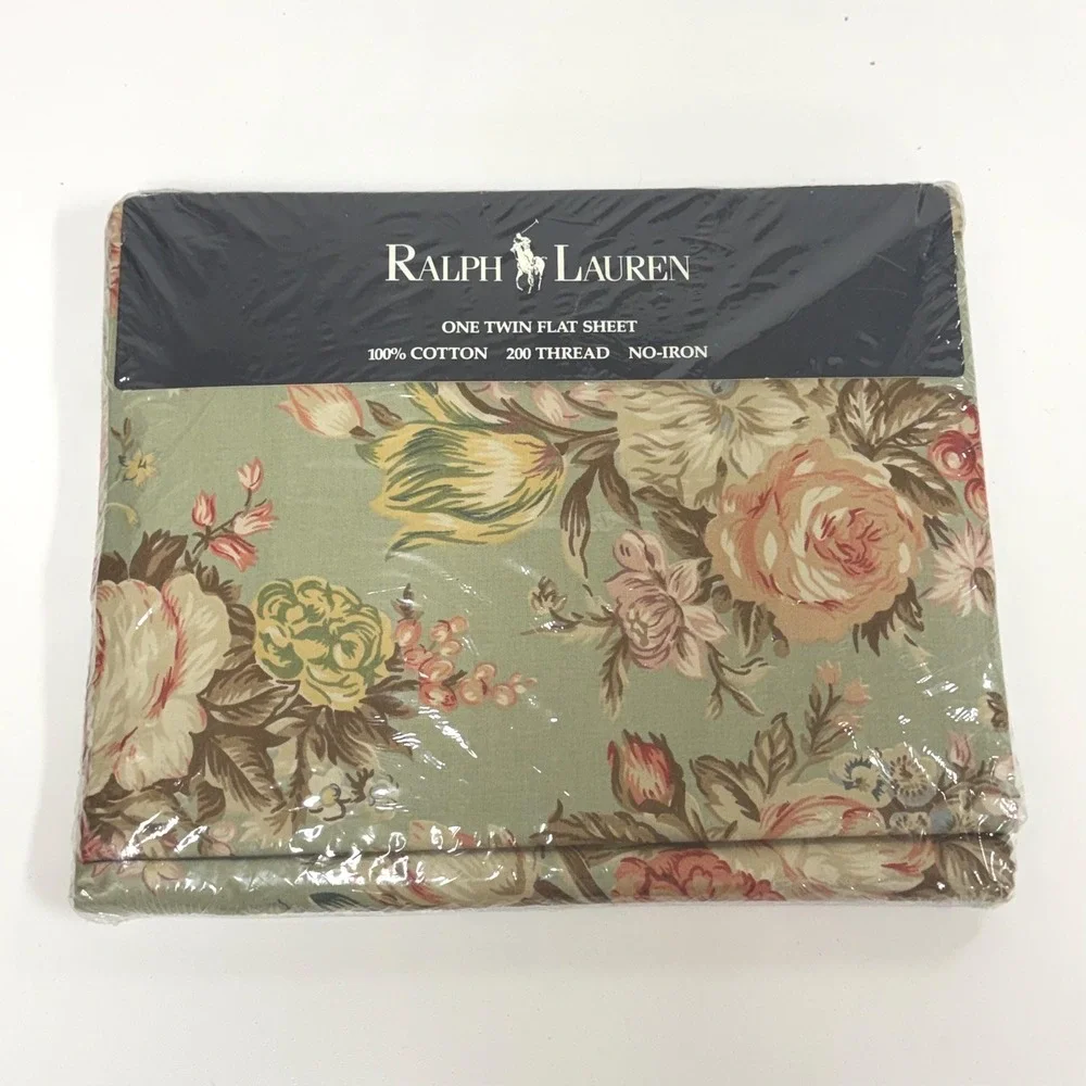 NEW Classic Ralph Lauren Charlotte Floral Fruit Twin Flat Sheet French Country